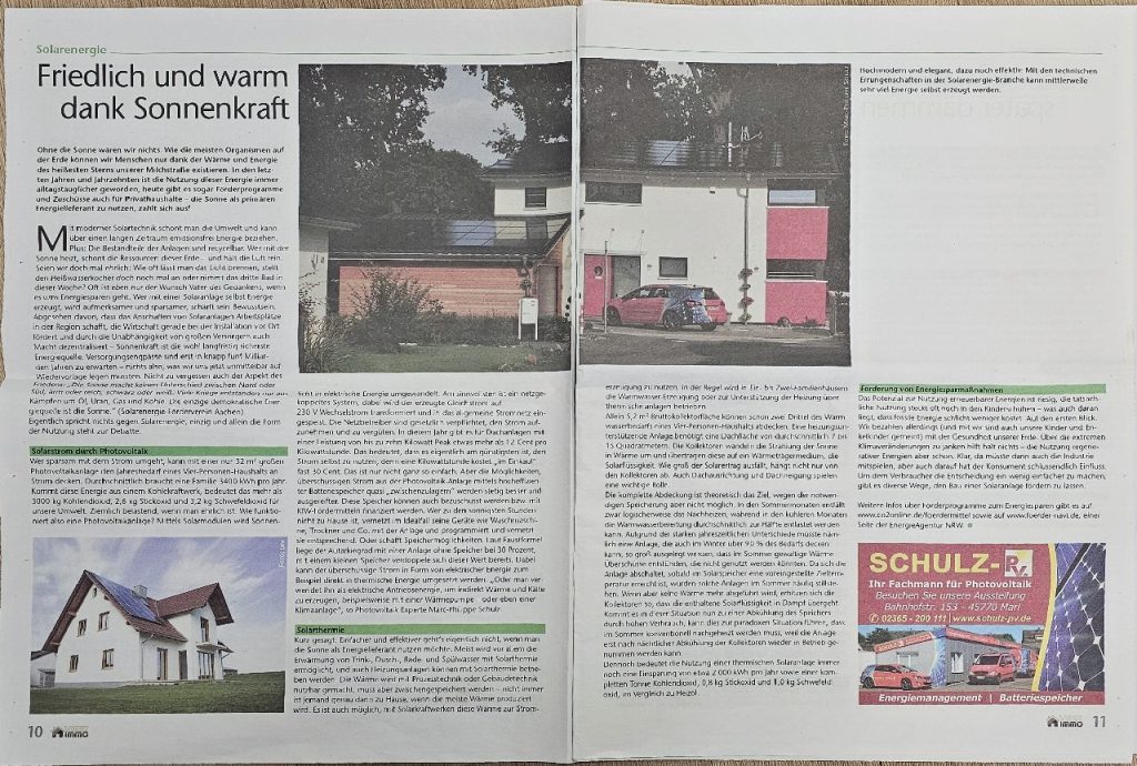 Zeitungsbeitrag Vest Immo über Schulz-PV Archiv